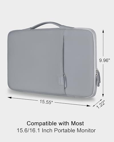 Soulgo Portable Monitor Case 15.6 16.1 inch, PU Leather Carrying Case for Most 15.6-16.1 inch Portable Display Monitors, Water Resistant Laptop Display Bag with Front Pocket, (Gray) - Thumbnail 6