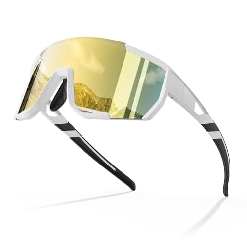 LANSWEE Polarized Sunglasses for Men, Sport Sunglasses Men,UV400 Protection for Running Fishing Driving Baseball Cycling，Bright White/Azure - Image 1