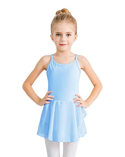 Stelle Toddler Ballet Leotards for Girls,Dance Leotard for Girls,Camisole Toddler Ballet Outfit for Studio Outdoor Daily Wear, Blue 6-7 Years - Image 1