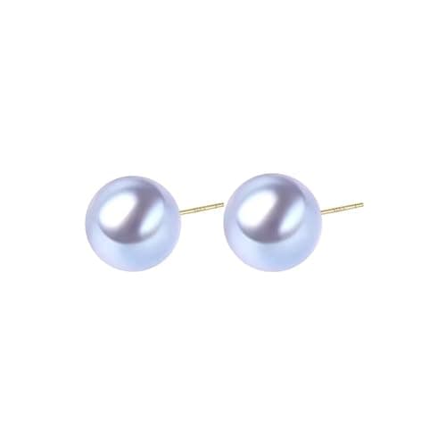 PearlLives Pearl Earrings 18K Gold Plated 925 Sterling Silver Stud Earrings Button Simulated Shell Pearl Earring Studs Hypoallergenic For Women (10MM Gray) - Image 1