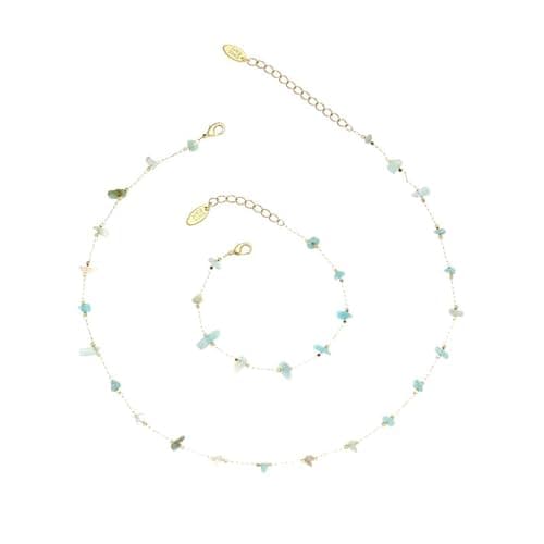 Geumkecy Handmade Green Amazonite Choker Necklace for Women Natural Gemstone Chain 18K Gold Jewelry Birthday Christmas Gift for Women 18inch Valentine Gift for Her - Thumbnail 6
