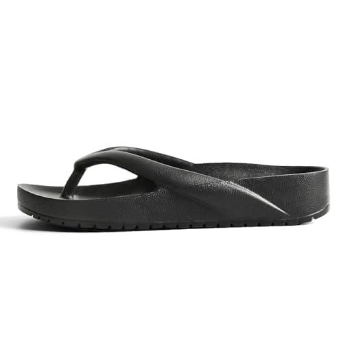 GETOEU Arch Support Flip Flops for Women and Men Soft Cushioning EVA Thong Sandals with Thick Sole, Non-Slip Quiet Outsole, Shock Absorbing Shower & Beach Flip Flops,Black - Thumbnail 4