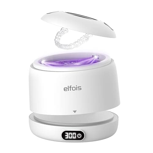 ELFOIS Ultrasonic Retainer Cleaner Machine with UV — 45kHz Countertop Dental Pod, 4 Cleaning Modes, Detachable Design for Invisalign, Aligners, Night Guards, Mouth Guards and Dentures