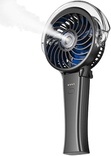 KIBEE Portable Misting Fan - 4000mAh Rechargeable, 50ml Water Tank, Foldable 180° Handheld with Mist Spray, 3-Speed Personal, Portable Charger for Travel, Outdoors, Makeup & More(Gray) - Image 1