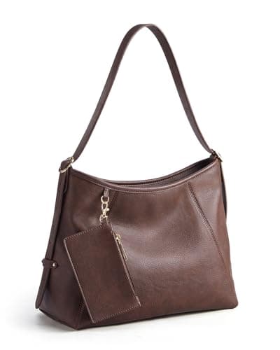 Missnine Hobo Bag for Women PU Leather Purses with Small Pouch, Multi-pocket Crossbody Handbags with Zipper, Everyday & Travel Ladies Chic Shoulder Bags Comfortable Adjustable Strap Tote Purse,Coffee