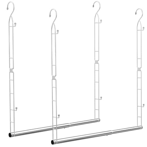 Supforce Hanging Closet Rod Stainless Steel, 2 Pack Adjustable Height & Width Closet Rod Extender, Space-Saving Closet Hanging Storage Organizer，Load up to 88LB - Image 1