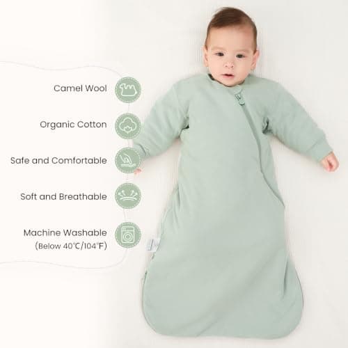 kaiya baby Unisex Sleeping Bag for Toddlers 3.5 Tog Sleep Sack 0-6 Months, Long Sleeve Sleep Sack, Wearable Blanket, One Piece with Sleeves, Gifts for Baby - Thumbnail 2