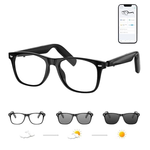 GetD AI Glasses for Men & Women, Smart Glasses Powered by ChatGPT, AI Real-time Translation with 107 Languages, 11H Music Play, Bluetooth Glasses with Photochromic Lens for Daily Use (Size Average)