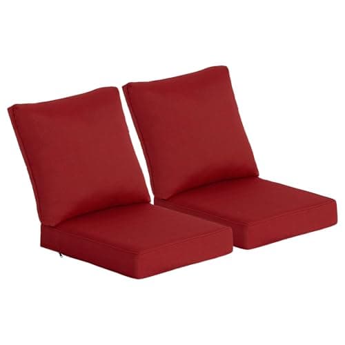 Localive 24x24 Inch Outdoor Deep Seat Cushions Set of 2,Thick High-Density Foam, Removable Cover with YKK Hidden Zipper,Water-Resistant UV-Resistant Polyester for Patio Furniture,Chili - Thumbnail 2