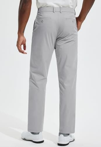 Men's Golf Pants 32" Classic Fit Quick Dry Lightweight Stretch Comfy Dress Work Business Casual Trousers for Men Clothing with Pockets, Light Grey, 33W x 32L - Thumbnail 2
