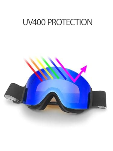 YondestStars Flip Up Ski Goggles, OTG Snow Goggles, Clamshell Anti Fog UV Protection Interchangeable Lens, Snowboard Goggles for Adult Men Women Youth - Orange Lens(VLT 58%) - Thumbnail 4