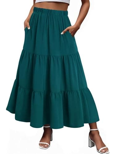 Magritta Women's Lightweight Chiffon Skirt Elastic High Waist Pleated A-Line Flared Maxi Skirt Indigo Small - Image 1