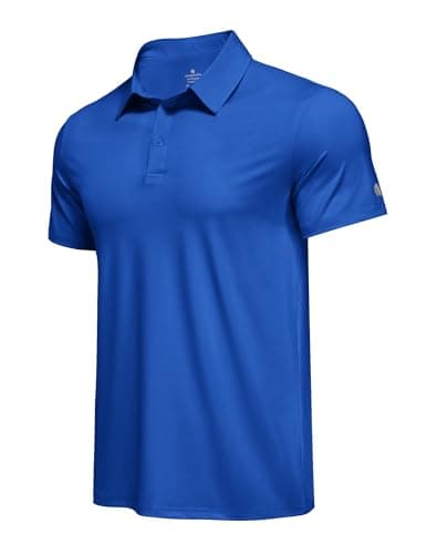 PINSPARK Mens Polo Shirt Moisture Wicking Golf Shirts for Men Performance Casual Collared Shirt Quick Dry Regular Fit Polos Royal Blue - Image 1