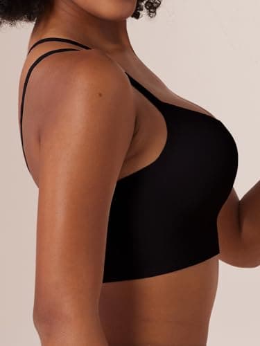 Tarbo T-Shirt Bras for Women No Underwire Criss Cross Back Bra Wireless Seamless No Padding Invisible Bralettes Black XL - Thumbnail 2
