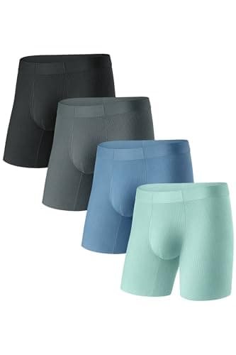 GOOTUCH Men's Breathable Cool Underwear, Moisture Wicking Odor Control Boxer Briefs, Seamless Thin Waistband & Quick Dry (Black, Dark Grey, Grey Blue,Green,Large) - Image 1