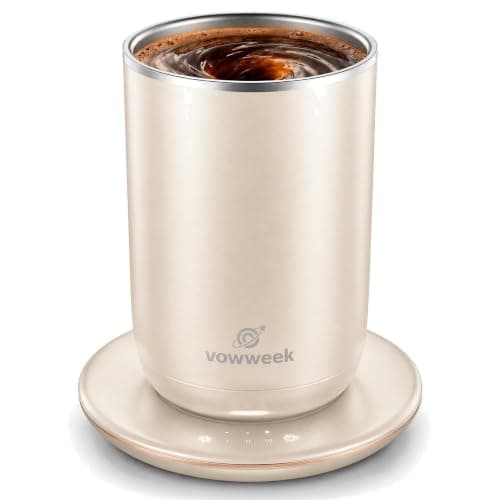 Self Stirring Coffee Mug, 10 oz Heated Mug with Magnetic Stirring, White