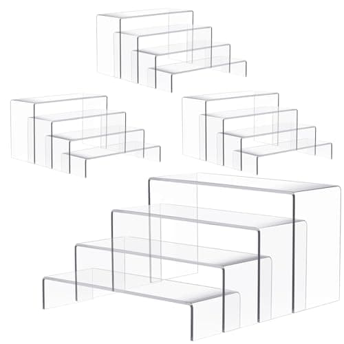 Anglelife 16 pcs 2 Set Acrylic Risers for Display Clear Acrylic Riser Display Stands Acrylic Display Risers for Show Funko Pop Figures, Cupcake, Jewelry, Toys, Perfume and More - Image 1