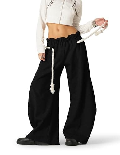 Aelfric Eden Super Baggy Barrel Sweatpants Wide Leg Pants for Women Men Casual Elastic Waist Unisex Lantern Trouser Pants Black M - Image 1