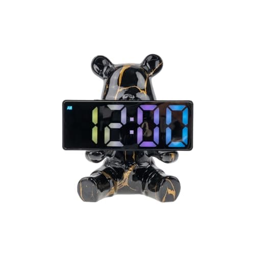 Resin Bear Statue Digital Clock Home Decor, Fluid Bear Tray Sculpture, Graffiti Art Figurine Home Ornament Decoration for Office, Living Room, Bedroom, Book Shelf, TV Cabinet, Desktop (Black) - Image 1