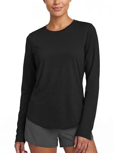 Stelle Women Long Sleeve Workout Tops UPF 50+ UV Protection Running Athletic Shirt Lightweight Quick Dry (Black,M) - Image 1