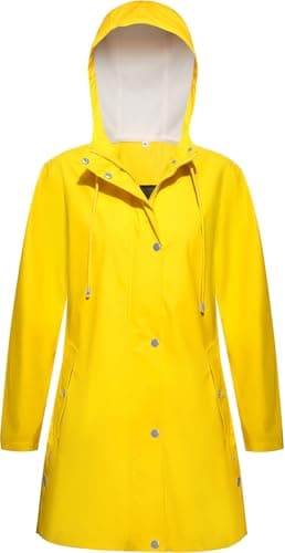 Mixxmix Waterproof Rain Jacket Womens Yellow Rain Coat Waterproof with Hood Outdoor Travel Raincoats Yellow XL - Image 1