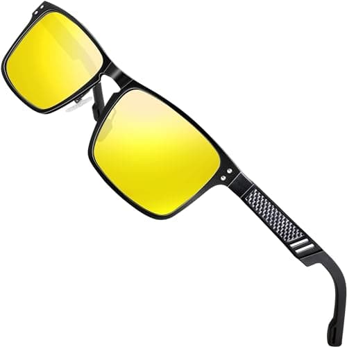 ATTCL Night Driving Glasses Rectangular for Men Al-Mg Metal Frame Ultra Light Yellow 6500 - Image 1
