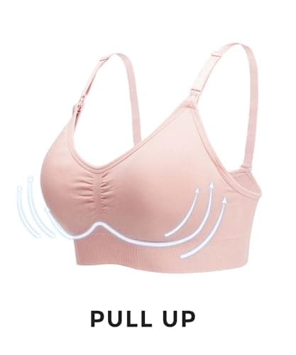 Stelle Nursing Bras Maternity Bra for Breastfeeding Pregnancy Wireless Bralette with Pads, Extenders (Black+Beige+Rose Pink,M) - Thumbnail 4