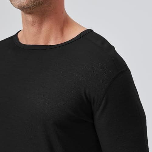 Outdoor Men's Merino Wool Quick-Drying Hiking Warm Long-Sleeved Underwear Sports ski Base top 250g Black XXL - Thumbnail 5