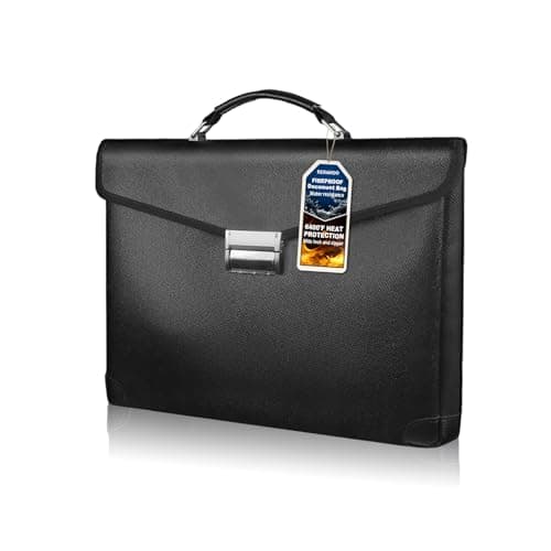 RERAMDO Fireproof Document Bag 14.5"X11"X2.5" Fireproof Money Bag for Cash With Lock and Zipper,Fire&Waterproof Storage Organizer Pouch for Valuables,Legal Document,Laptop,Passport,(Black) - Image 1
