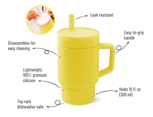 DLOCCOLD Silicone Straw Cup, Adorable Miniature Tumbler with Spill Proof Straw Handle, Tumbler Cup, 10oz, Easy to Clean - Thumbnail 2