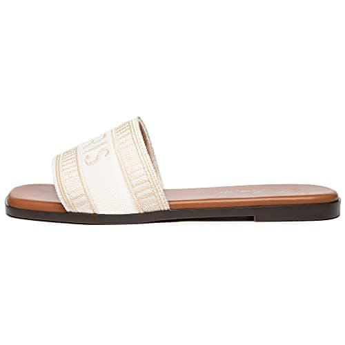 Athlefit Women's Slides Summer Fashion Slip On Flat Sandals Dressy Beige Size 8 - Thumbnail 3