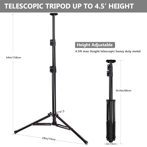 DAYATECH Adjustable Work Light Tripod Stand, Foldable Heavy Duty Steel Tripod, 35-55 Inch Height, Quick Release Mount, Black - Thumbnail 2