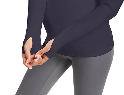 MathCat Maternity Long Sleeve Shirt with Thumbleholes,Pregnancy Casual Tops Athletic Yoga Maternity Shirts - Thumbnail 5