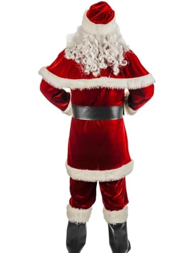 ACH Santa Suit for Men Santa Claus Costume Adult 12pcs Professional Deluxe Velvet Santa Outfit Christmas Holiday Party Cosplay Set S - Thumbnail 3