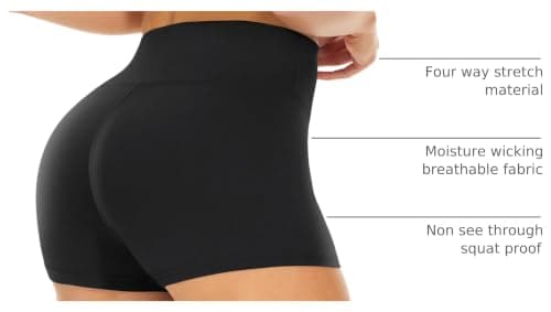 GAYHAY High Waisted Biker Shorts for Women - 8"/5"/3" Soft Black Spandex Shorts for Workout Volleyball Yoga Dance - Thumbnail 4