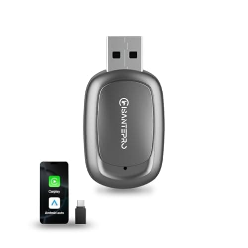 Isantepro 2-in-1 Wireless CarPlay Adapter & Android Auto for Apple iPhone, 2026 Upgrade Mini Bluetooth Dongle Convert Wired to Wireless, Plug & Play, USB A & Type C for 2016+ Cars, iOS 10+,Android 11+