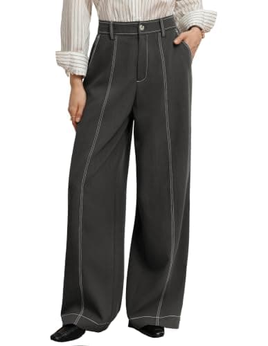 GRACE KARIN Wide Leg Pants for Women, Casual High Waist Palazzo Trousers, Fall Business Office Dress Pants Dark Grey XXL - Image 1