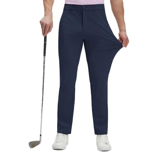 M MAELREG Mens Stretch Work Dress Pants 30"/32"/34" Lightweight Golf Pants Breathable Casual Slacks with 4 Pocket Navy - Thumbnail 2