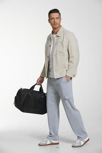 Deyeek Men's Lightweight Cargo Sweatpants with Pockets Baggy Cargo Sweat Pants for Men Straight Leg Grey Sweatpants for Men - Thumbnail 6