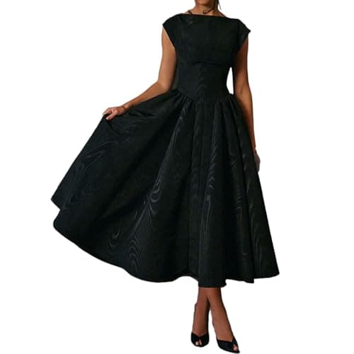 materasu Women Elegant Sleeveless Midi Dress Classic A-Line Fit and Flare Formal Dress,High Waist Flowy Dress - Image 1