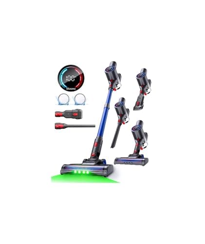 Slivamo S10 Cordless Vacuum Cleaner, 40KPA/500W/45Mins, LED Display, 8-in-1 Lightweight Stick Vacuum Cleaners for Home with Green LED Light, 6-Stages Filtration, Self-Standing Design, Blue - Image 1