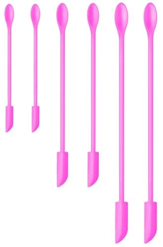 Silicone Spatula Set (6Pcs) - Mini Scraper Tool for Beauty & Food - Reach Every Last Drop, Multi-Size Spatulas for Makeup Jars, Lotion Bottles & Kitchen Containers​ (Pink) - Image 1