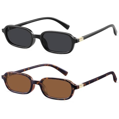 YMRFW Retro Rectangular Sunglasses for Women Narrow Trendy Small 90s Style Square Frame UV Protection Sun Glasses - Image 1