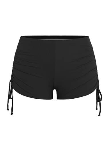 ZAFUL Tankini Swimsuits Tops for Women Black Slimming Swim Ruched Tank Top Two Piece Full Coverage Slim Swim Suits with High Waisted Shorts Black XL - Thumbnail 4