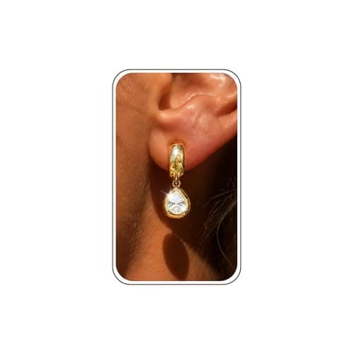 Gold Dangle Earrings Small Chunky Earrings for Women Trendy 14K Gold Plated Hypoallergenic Cute Thick Huggie Hoops Earring Jewelry for Women Gifts - Image 1