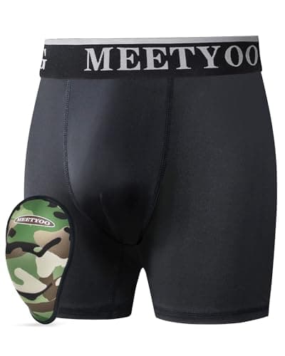 MEETYOO Youth Boys Athletic Compression Sliding Shorts with Soft Cup Pocket for Baseball Football Lacrosse Hockey Black - Image 1