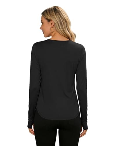 Womens Sun Shirts UPF 50+ Long Sleeve UV Protection Moisture Wicking Quick Dry Lightweight Workout Gym Casual Athletic Running Hiking Tops Black S - Thumbnail 4