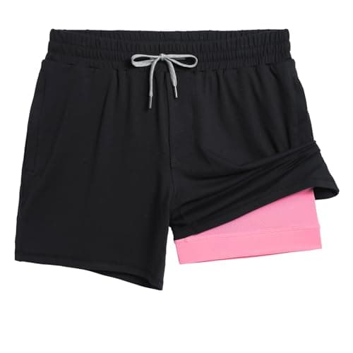 maamgic Mens 2 in 1 Running Shorts, 5" Gym Short with Zip Pockets, Quick Dry Workout Athletic Shorts for Men Black Medium - Image 1