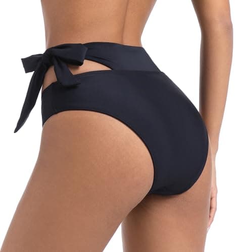 COCOPEAR Women's Sexy High Waisted Bikini Bottoms High Cut Side Tie Bathing Suit Bottoms for Women Swim Bottoms 2026 Black XS - Thumbnail 5
