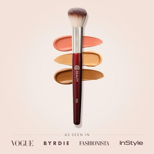 BK BEAUTY 106 ROUND FOUNDATION BRUSH – Dense Dome Shape for Liquid & Cream Foundation, Seamless Streak-Free Application, Multi-Use Face Makeup Tool - Thumbnail 5